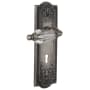 Nostalgic Warehouse Vintage Parlor Crystal Lever Passage Lever Set with Solid Brass Meadows Rose, Keyhole and 2-3/4" Backset Antique Pewter