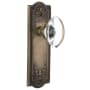 Nostalgic Warehouse Vintage Oval Egg Clear Crystal Passage Door Knob Set with Solid Brass Meadows Rose and 2-3/8" Backset Antique Brass