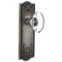 Nostalgic Warehouse Vintage Oval Egg Clear Crystal Passage Door Knob Set with Solid Brass Meadows Rose and 2-3/8" Backset Antique Pewter