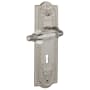 Nostalgic Warehouse Vintage Parlor Crystal Lever Passage Lever Set with Solid Brass Meadows Rose, Keyhole and 2-3/4" Backset Satin Nickel