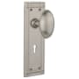 Nostalgic Warehouse Homestead Solid Brass Passage Door Knob Set with Mission Rose, Keyhole and 2-3/4" Backset Satin Nickel