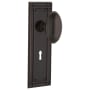 Nostalgic Warehouse Homestead Solid Brass Passage Door Knob Set with Mission Rose, Keyhole and 2-3/4" Backset Timeless Bronze