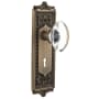 Nostalgic Warehouse Vintage Oval Egg Clear Crystal Vintage Skeleton Key Retrofit Entry Handleset Trim with Solid Brass Victorian Egg and Dart Back Plate, Keyhole and 2-1/4" Backset Antique Brass