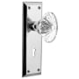 Nostalgic Warehouse Oval Fluted Crystal Solid Brass Single Dummy Door Knob with New York Rose and Keyhole Bright Chrome