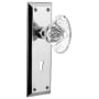 Nostalgic Warehouse Oval Fluted Crystal Solid Brass Privacy Door Knob Set with New York Rose, Keyhole and 2-3/8" Backset Bright Chrome