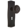 Nostalgic Warehouse Meadows Solid Brass Passage Door Knob Set with Prairie Rose, Keyhole and 2-3/4" Backset Timeless Bronze