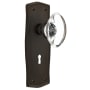 Nostalgic Warehouse Vintage Oval Egg Crystal Passage Door Knob Set with Prairie Rose, Keyhole and 2-3/4" Backset Oil-Rubbed Bronze