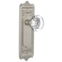 Nostalgic Warehouse Vintage Round Clear Crystal Privacy Door Knob Set with Solid Brass Victorian Egg and Dart Back Plate and 2-3/8" Backset Satin Nickel