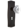 Nostalgic Warehouse Vintage Waldorf Gem Cut Crystal Passage Door Knob Set with Solid Brass Prairie Backplate, Keyhole and 2-3/4" Backset Timeless Bronze