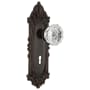Nostalgic Warehouse Crystal Solid Brass Passage Door Knob Set with Victorian Rose, Keyhole and 2-3/4" Backset Timeless Bronze