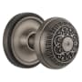 Nostalgic Warehouse Classic Renaissance Egg and Dart Solid Brass Privacy Door Knob Set with Classic Rose Plate and 2-3/4" Backset Antique Pewter