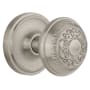 Nostalgic Warehouse Classic Renaissance Egg and Dart Solid Brass Privacy Door Knob Set with Classic Rose Plate and 2-3/4" Backset Satin Nickel