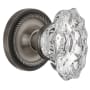 Nostalgic Warehouse Vintage Chateau Fluted Crystal Dummy Door Knob Set with Solid Brass Rose with Rope Trim Antique Pewter