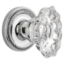 Nostalgic Warehouse Vintage Chateau Fluted Crystal Dummy Door Knob Set with Solid Brass Rose with Rope Trim Bright Chrome