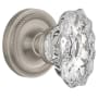 Nostalgic Warehouse Vintage Chateau Fluted Crystal Dummy Door Knob Set with Solid Brass Rose with Rope Trim Satin Nickel
