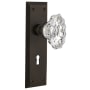 Nostalgic Warehouse Chateau Solid Brass Dummy Door Knob Set with New York Rose and Keyhole Oil-Rubbed Bronze