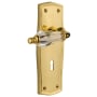 Nostalgic Warehouse Vintage Parlor Crystal Handle Passage Lever Set with Solid Brass Prairie Backset, Keyhole and 2-3/8" Backset Polished Brass