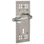 Nostalgic Warehouse Vintage Restoration Parlor Crystal Handle Single Dummy Lever with Forged Brass Long Craftsman Plate and Keyhole Satin Nickel