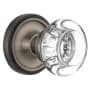 Nostalgic Warehouse Round Clear Crystal Privacy Door Knob Set with Solid Brass Classic Rose and 2-3/4" Backset Antique Pewter