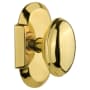 Nostalgic Warehouse Vintage Farmhouse Homestead Oval Solid Brass Privacy Door Knob Set with Cottage Style Plate and 2-3/4" Backset Polished Brass