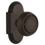 Nostalgic Warehouse Vintage Mission Solid Brass Privacy Door Knob Set with Cottage Style Plate and 2-3/4" Backset Oil-Rubbed Bronze