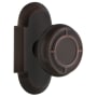 Nostalgic Warehouse Vintage Mission Solid Brass Privacy Door Knob Set with Cottage Style Plate and 2-3/4" Backset Timeless Bronze