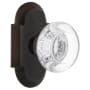 Nostalgic Warehouse Round Clear Crystal Solid Brass Privacy Door Knob Set with Cottage Style Plate and 2-3/4" Backset Timeless Bronze