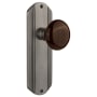 Nostalgic Warehouse Vintage Brown Porcelain Privacy Door Knob Set with Art Deco Plate and 2-3/4" Backset Antique Pewter