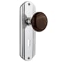 Nostalgic Warehouse Vintage Brown Porcelain Privacy Door Knob Set with Art Deco Plate and 2-3/4" Backset Bright Chrome