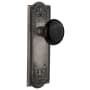 Nostalgic Warehouse Black Porcelain Solid Brass Privacy Door Knob Set with Meadows Rose and 2-3/4" Backset Antique Pewter