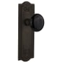 Nostalgic Warehouse Black Porcelain Solid Brass Privacy Door Knob Set with Meadows Rose and 2-3/4" Backset Oil-Rubbed Bronze