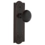 Nostalgic Warehouse Black Porcelain Solid Brass Privacy Door Knob Set with Meadows Rose and 2-3/4" Backset Timeless Bronze