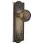 Nostalgic Warehouse Craftsman Solid Brass Privacy Door Knob Set with Meadows Rose and 2-3/4" Backset Antique Brass