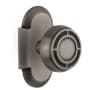 Nostalgic Warehouse Vintage Mission Solid Brass Single Dummy Door Knob with Cottage Style Plate Antique Pewter