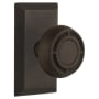Nostalgic Warehouse Mission Solid Brass Privacy Door Knob Set with Studio Rose and 2-3/8" Backset Oil-Rubbed Bronze