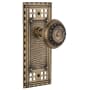 Nostalgic Warehouse Vintage Meadows Solid Brass Privacy Door Knob Set with Long Craftsman Plate and 2-3/8" Backset Antique Brass