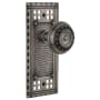 Nostalgic Warehouse Vintage Meadows Solid Brass Privacy Door Knob Set with Long Craftsman Plate and 2-3/8" Backset Antique Pewter