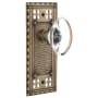 Nostalgic Warehouse Vintage Oval Clear Crystal Privacy Door Knob Set with Solid Brass Long Craftsman Plate and 2-3/8" Backset Antique Brass