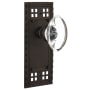 Nostalgic Warehouse Vintage Oval Clear Crystal Privacy Door Knob Set with Solid Brass Long Craftsman Plate and 2-3/8" Backset Oil-Rubbed Bronze