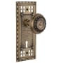 Nostalgic Warehouse Vintage Meadows Solid Brass Privacy Door Knob Set with Long Craftsman Plate, Keyhole and 2-3/8" Backset Antique Brass
