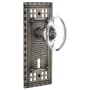 Nostalgic Warehouse Vintage Oval Clear Crystal Privacy Door Knob Set with Solid Brass Long Craftsman Plate, Keyhole and 2-3/8" Backset Antique Pewter
