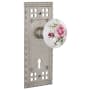Nostalgic Warehouse Vintage Porcelain Painted Rose Privacy Door Knob Set with Forged Brass Long Craftsman Plate, Keyhole and 2-3/8" Backset Satin Nickel