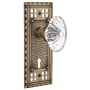 Nostalgic Warehouse Vintage Farmhouse Oval Egg Fluted Lead-Free Crystal Flower Vintage Skeleton Key Retrofit Entry Handleset Trim with Long Craftsman Plate, Keyhole and 2-1/4" Backset Antique Brass