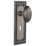 Nostalgic Warehouse Homestead Solid Brass Dummy Door Knob Set with Mission Rose and Keyhole Antique Pewter