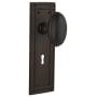 Nostalgic Warehouse Homestead Solid Brass Dummy Door Knob Set with Mission Rose and Keyhole Oil-Rubbed Bronze