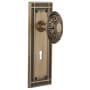 Nostalgic Warehouse Victorian Solid Brass Dummy Door Knob Set with Mission Rose and Keyhole Antique Brass