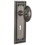 Nostalgic Warehouse Victorian Solid Brass Dummy Door Knob Set with Mission Rose and Keyhole Antique Pewter