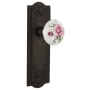 Nostalgic Warehouse Vintage Cottage Porcelain Painted Rose Privacy Door Knob Set with Solid Brass Meadows Rose and 2-3/4" Backset Oil-Rubbed Bronze
