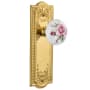 Nostalgic Warehouse Vintage Cottage Porcelain Painted Rose Privacy Door Knob Set with Solid Brass Meadows Rose and 2-3/4" Backset Polished Brass