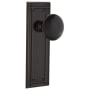 Nostalgic Warehouse Vintage Black Porcelain Privacy Door Knob Set with Solid Brass Mission Style Backplate and 2-3/4" Backset Timeless Bronze